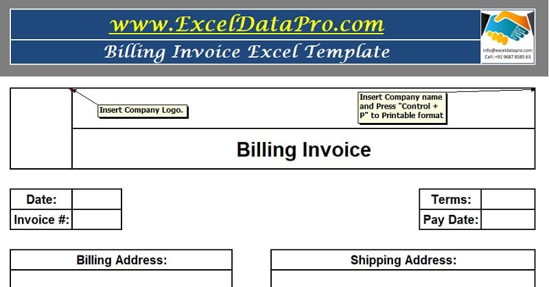 Download Invoice Excel Templates Exceldatapro