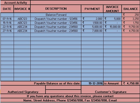 Download Billing Statement Excel Template - ExcelDataPro