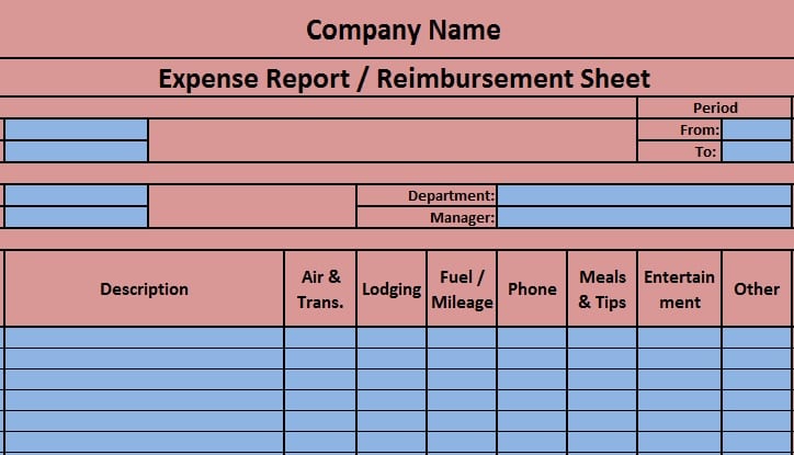 Download Expense Report Excel Template Exceldatapro