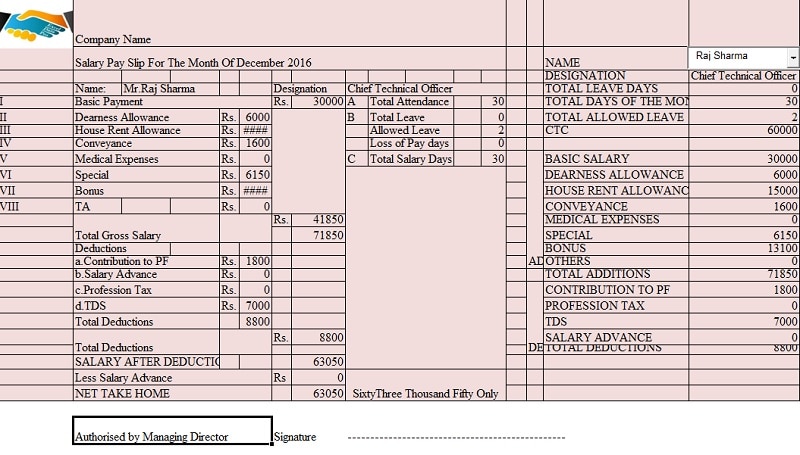 Download Salary Sheet Excel Template Exceldatapro