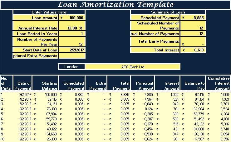 monthly income statement template excel