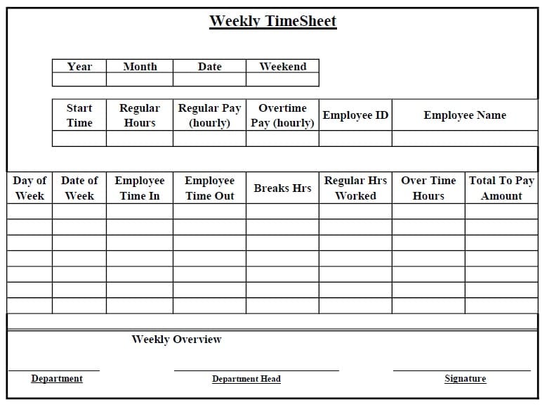 weekly hours spreadsheet
