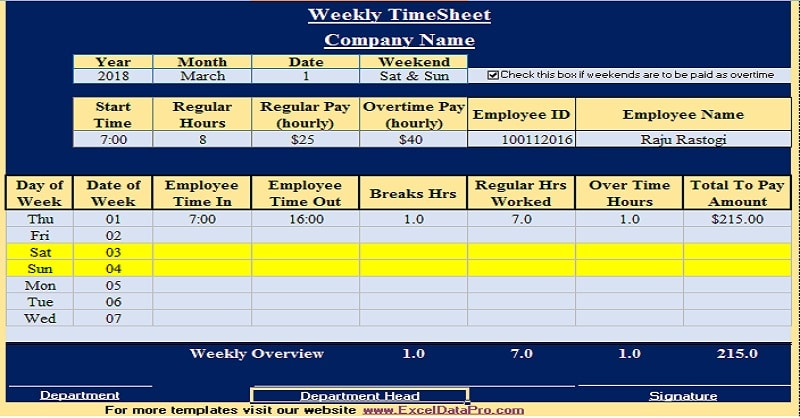 template for timesheet in excel