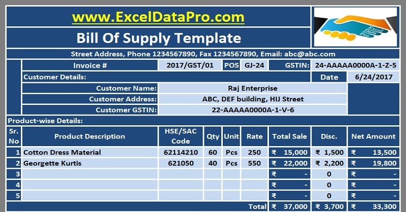 microsoft word bill format