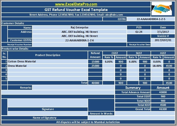 GST Refund Voucher