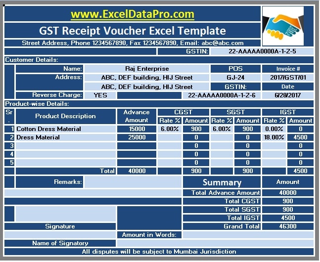 GST Compliant Invoices and Vouchers