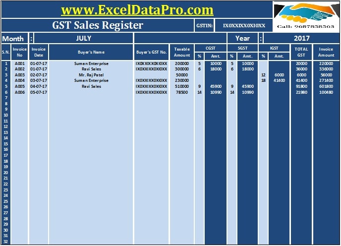 excel accounting with gst