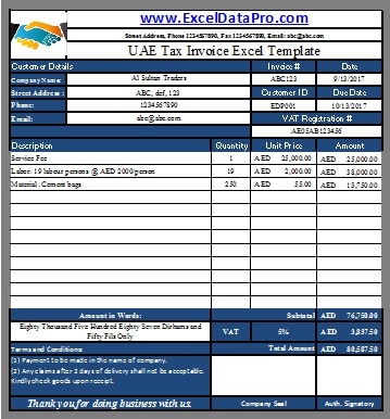 Vat invoice format in excel