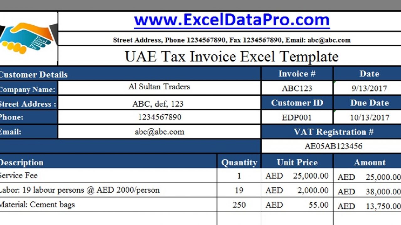 Tax Invoice Template Excel Free