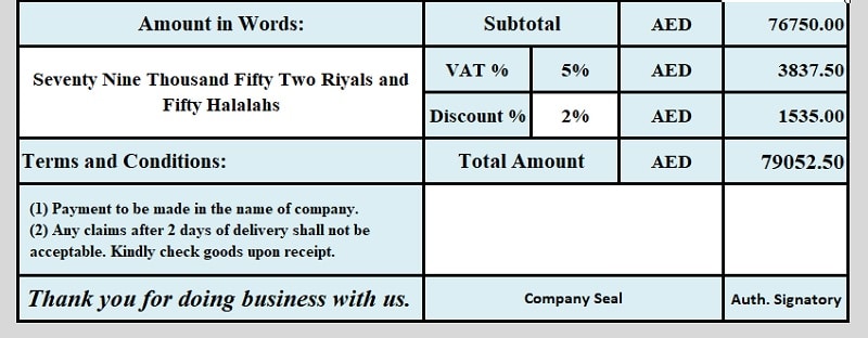 GCC VAT Invoice Template With Discount