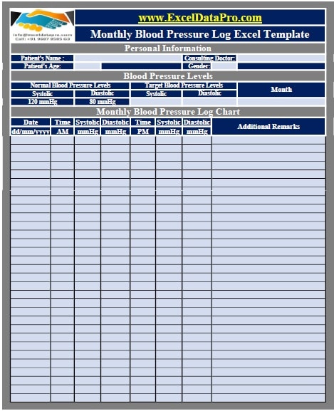 blood pressure sheet excel