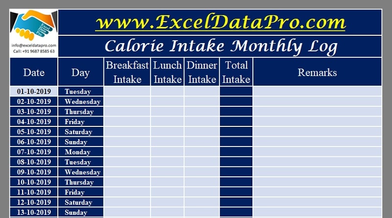 Calorie Intake Log