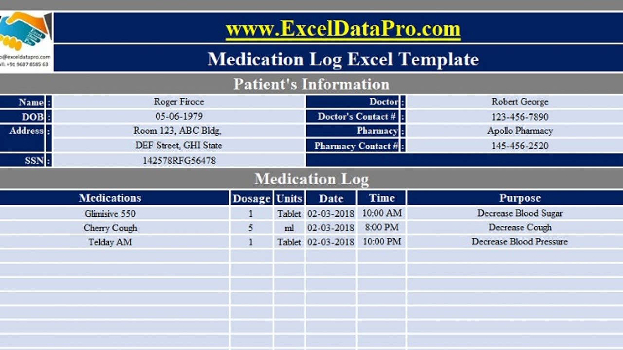 Pill Schedule Template from exceldatapro.com