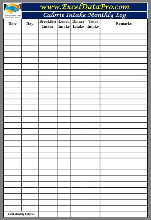 free printable calorie tracker spreadsheet