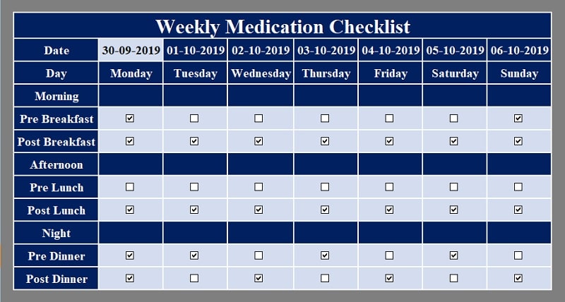 Weekly Medication Checklist