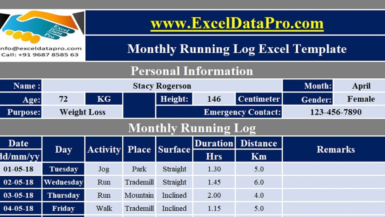 Running Log Excel Template Classles Democracy