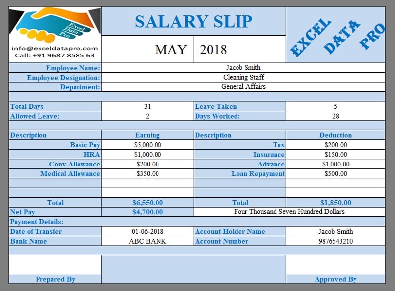 salary advance slip format