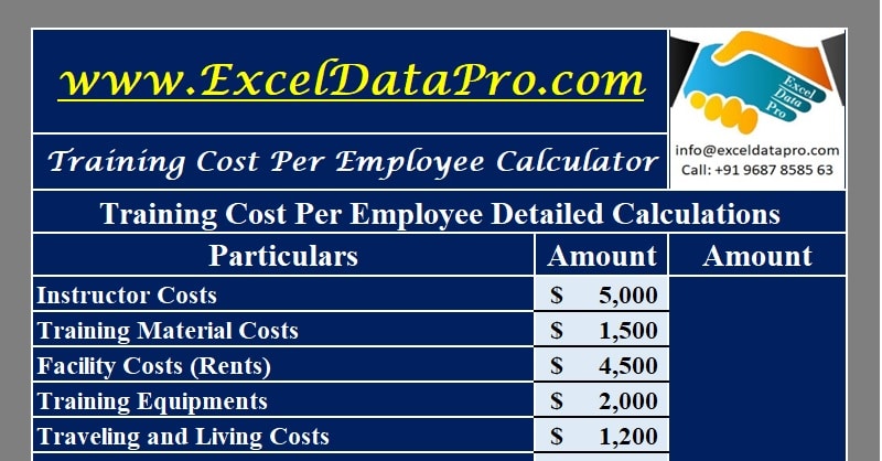 Download Training Cost Per Employee Calculator Excel Template