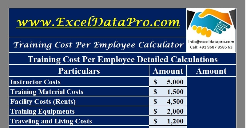 Download Training Cost Per Employee Calculator Excel Template 