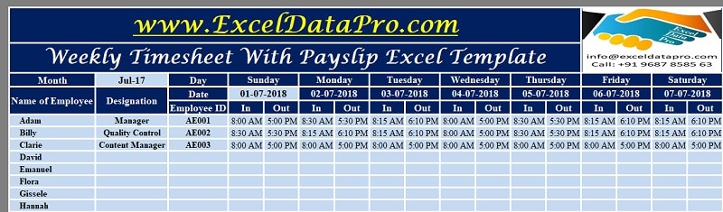 Weekly Timesheet With Payslip