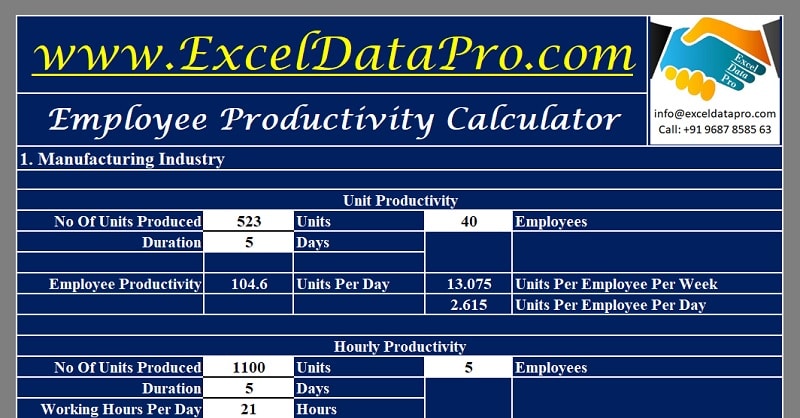 production kpi excel template