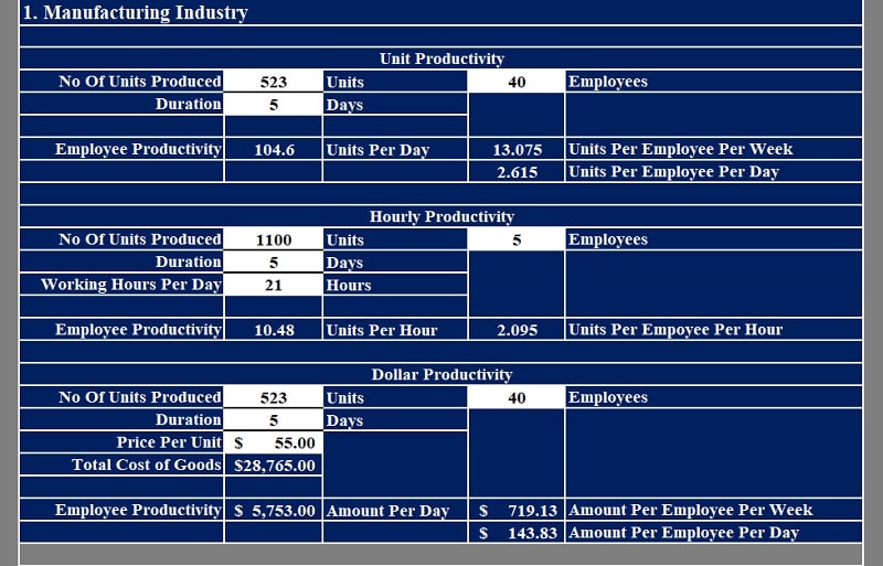 Employee Productivity Calculator