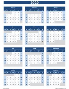 Calendar 2020