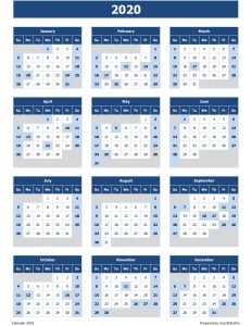 Calendar 2020