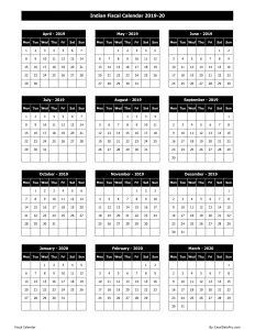 Indian Fiscal Calendar 2019-20