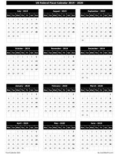 US Federal Fiscal Calendar 2019-20