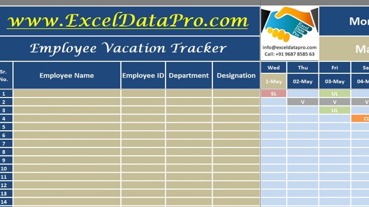 Download Employee Vacation Tracker Excel Template Exceldatapro