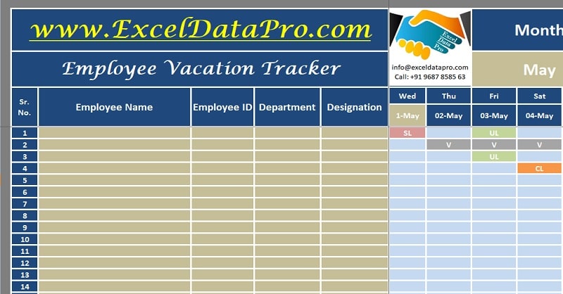 excel vacation schedule template