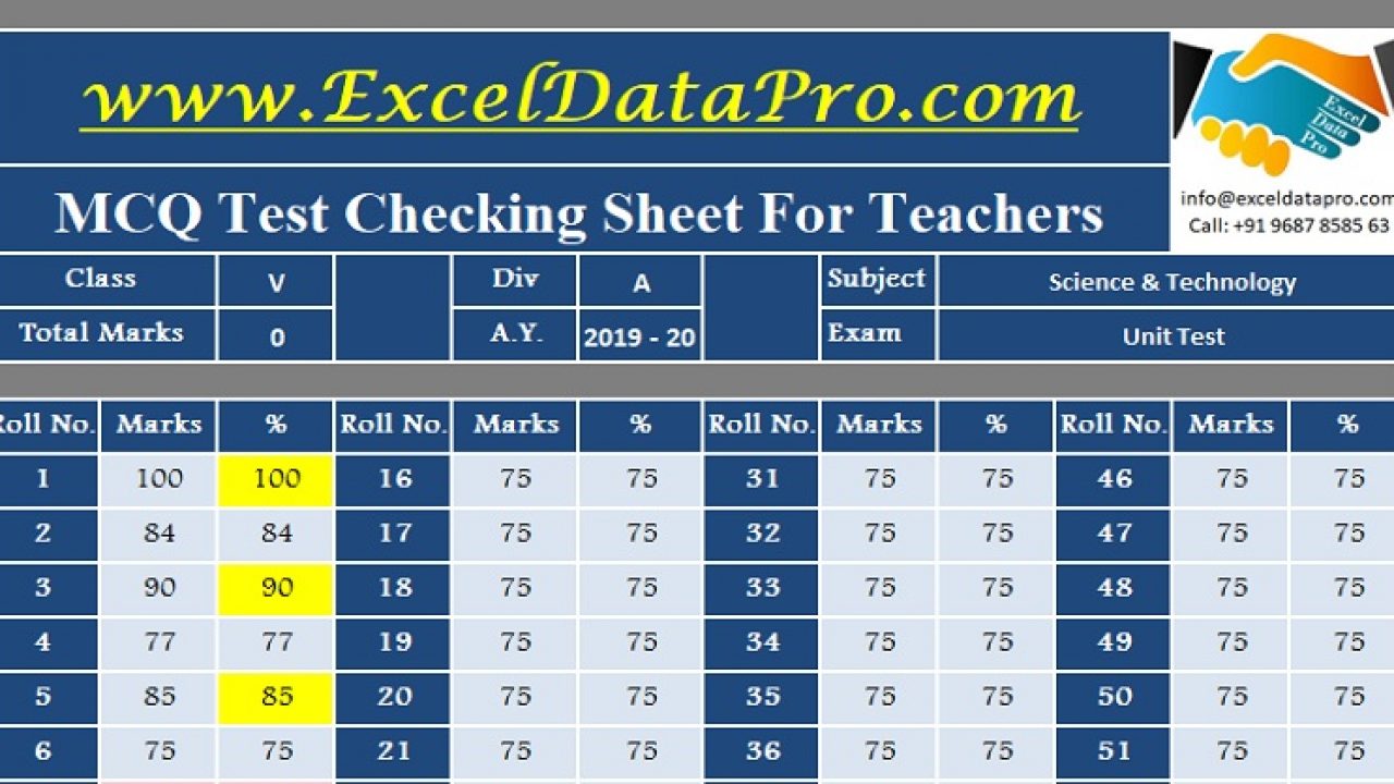Excel Multiple Choice Test Template from exceldatapro.com