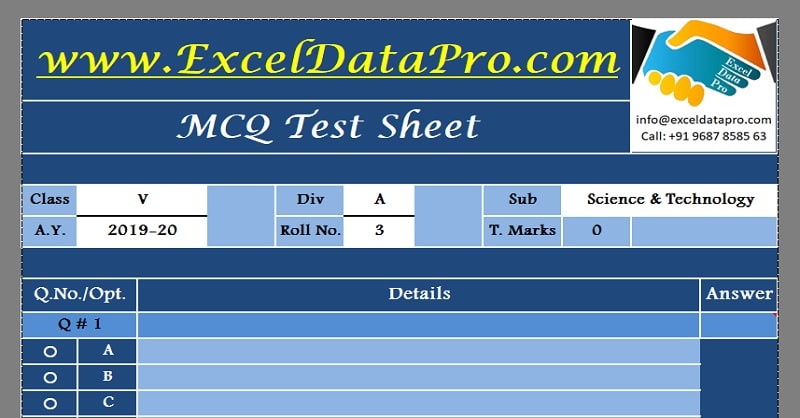 MCQ Test Sheet