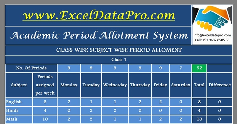 Download Academic Period Allotment System Excel Template