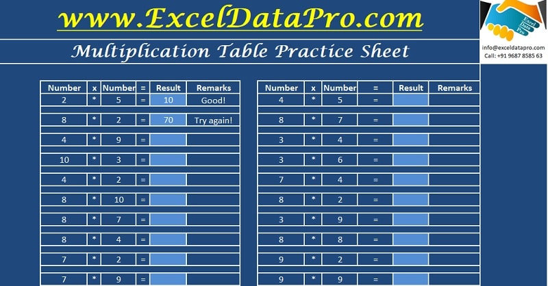 Download Multiplication Tables 1 30 Practice Sheet Excel Template Exceldatapro 9171