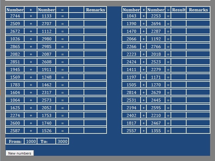 Basic Addition Practice Sheet