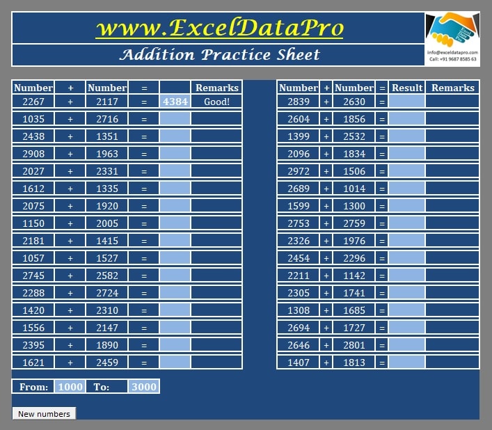 Basic Addition Practice Sheet