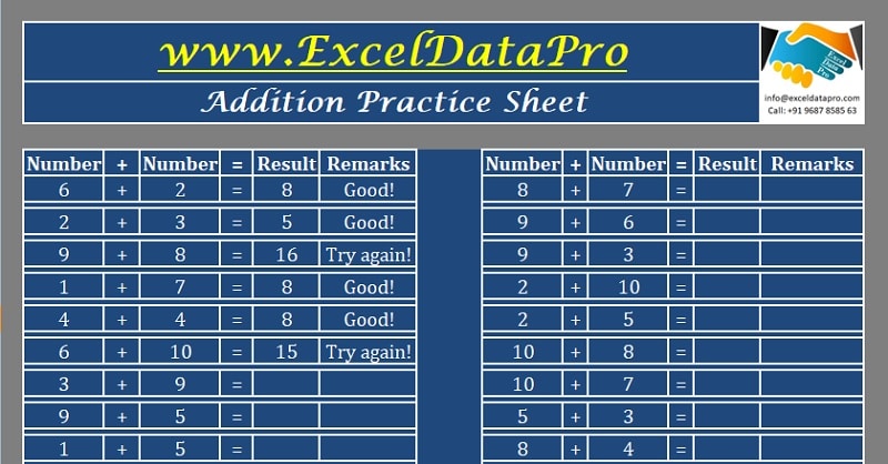 practice for beginner excel