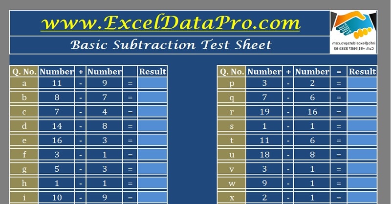 excel test template