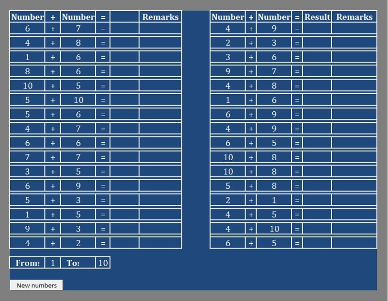 Basic Addition Practice Sheet