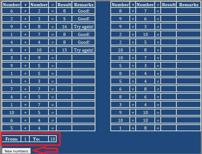 Basic Addition Practice Sheet