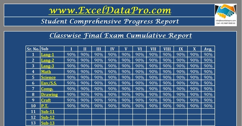 excel student grade sheet template