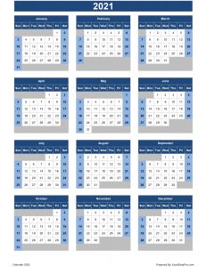 Calendar 2021