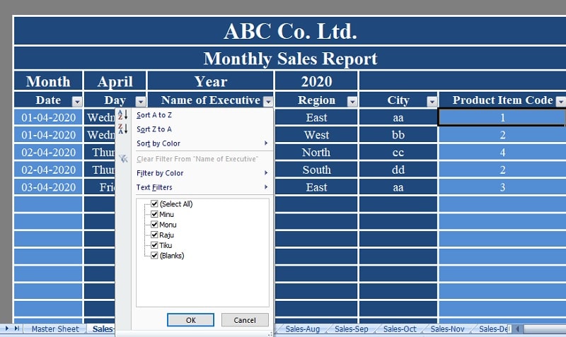 Monthly Sales Reports