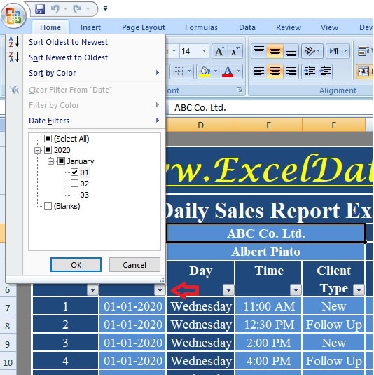 Download Daily Sales Report Excel Template Exceldatapro