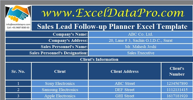 Sales Lead Tracker Excel Template from exceldatapro.com