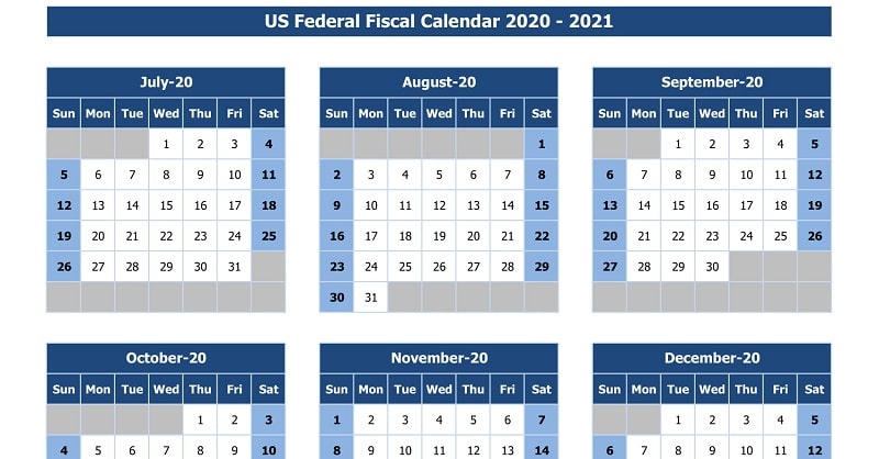 Download Us Federal Fiscal Calendar 2020 21 Excel Template