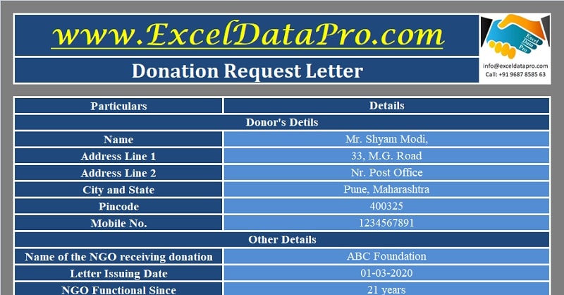 fundraising excel template