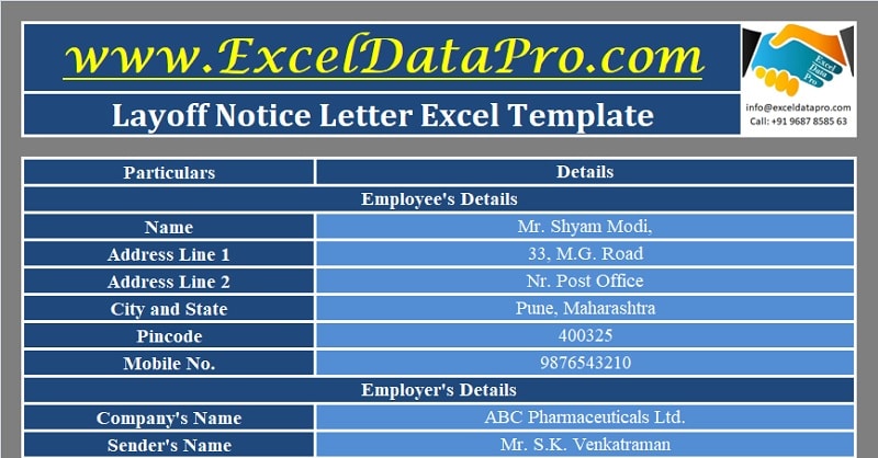 Download Layoff Notice Letter Excel Template